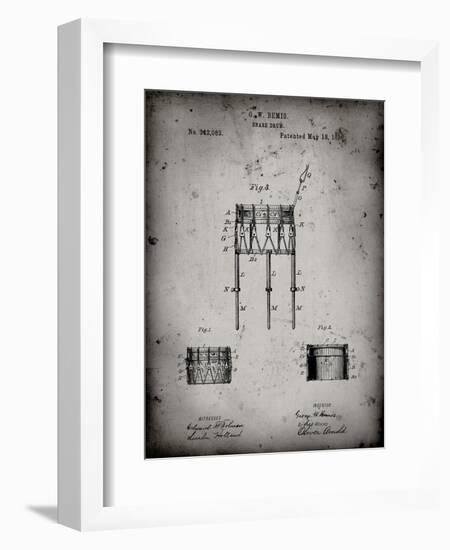 PP732-Faded Grey Bemis Marching Snare Drum and Stand Patent Poster-Cole Borders-Framed Giclee Print