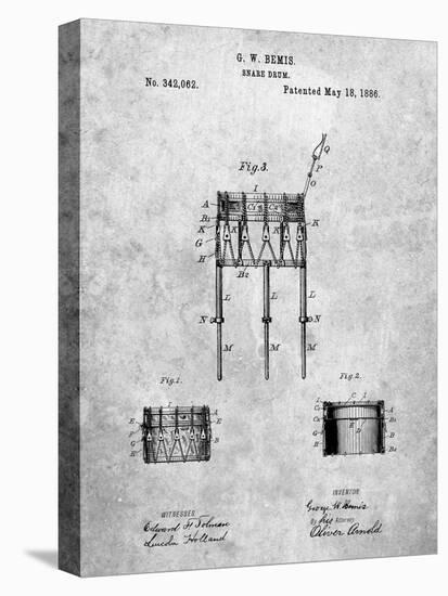 PP732-Slate Bemis Marching Snare Drum and Stand Patent Poster-Cole Borders-Stretched Canvas