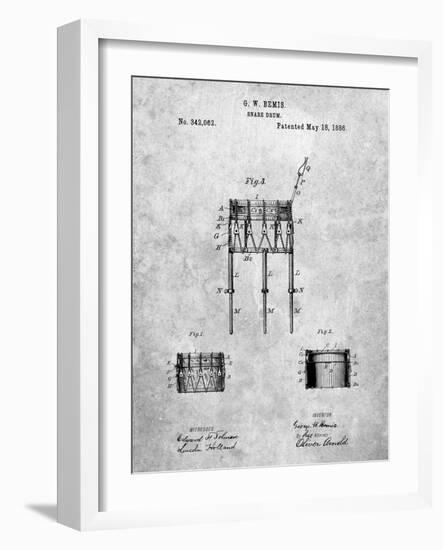 PP732-Slate Bemis Marching Snare Drum and Stand Patent Poster-Cole Borders-Framed Giclee Print