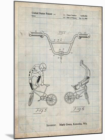 PP734-Antique Grid Parchment Bicycle Handlebar Art-Cole Borders-Mounted Giclee Print