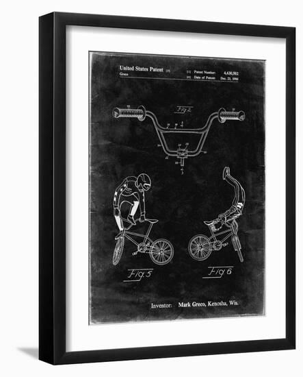 PP734-Black Grunge Bicycle Handlebar Art-Cole Borders-Framed Giclee Print