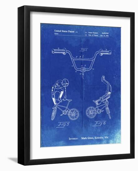 PP734-Faded Blueprint Bicycle Handlebar Art-Cole Borders-Framed Giclee Print