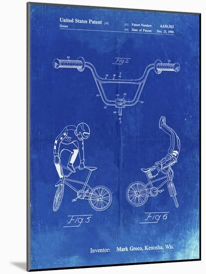 PP734-Faded Blueprint Bicycle Handlebar Art-Cole Borders-Mounted Giclee Print