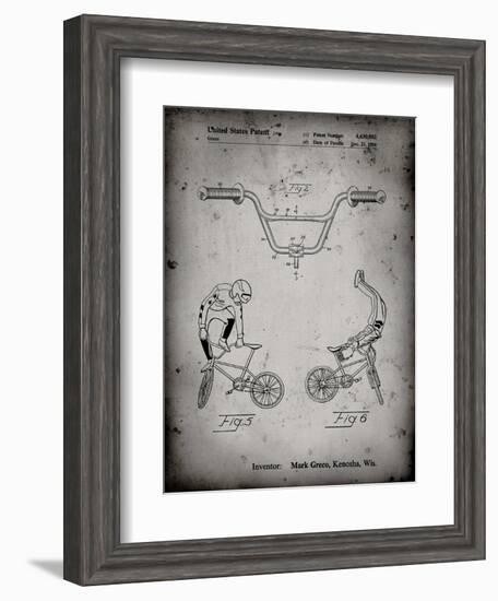 PP734-Faded Grey Bicycle Handlebar Art-Cole Borders-Framed Giclee Print