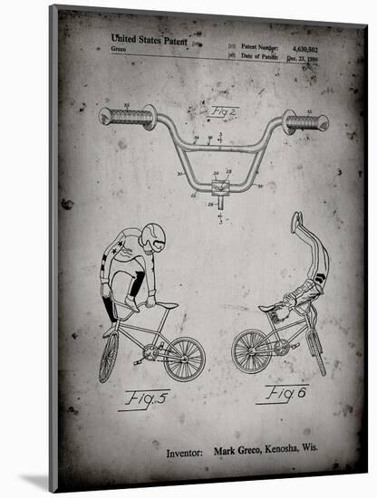 PP734-Faded Grey Bicycle Handlebar Art-Cole Borders-Mounted Giclee Print