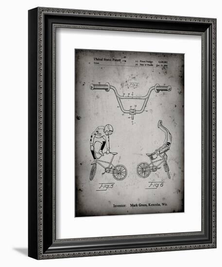 PP734-Faded Grey Bicycle Handlebar Art-Cole Borders-Framed Giclee Print