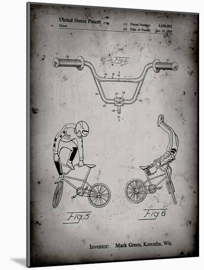 PP734-Faded Grey Bicycle Handlebar Art-Cole Borders-Mounted Giclee Print