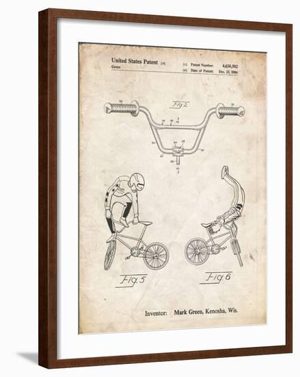 PP734-Vintage Parchment Bicycle Handlebar Art-Cole Borders-Framed Giclee Print