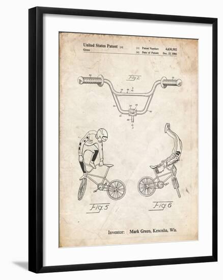 PP734-Vintage Parchment Bicycle Handlebar Art-Cole Borders-Framed Giclee Print