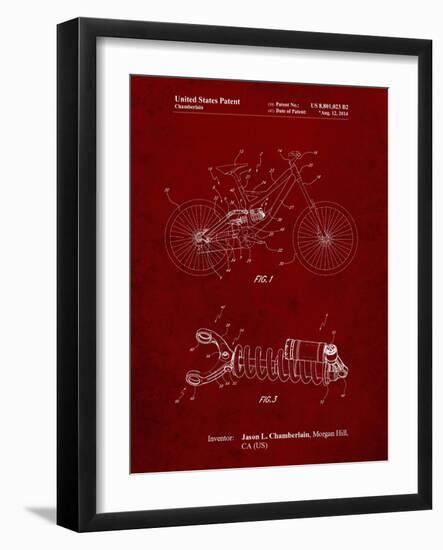 PP735-Burgundy Bicycle Shock Art-Cole Borders-Framed Giclee Print