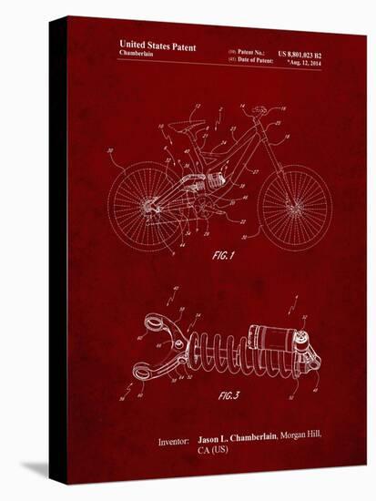 PP735-Burgundy Bicycle Shock Art-Cole Borders-Stretched Canvas