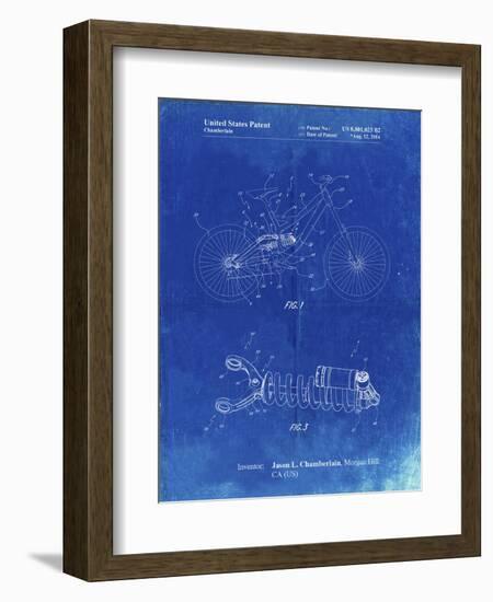 PP735-Faded Blueprint Bicycle Shock Art-Cole Borders-Framed Giclee Print