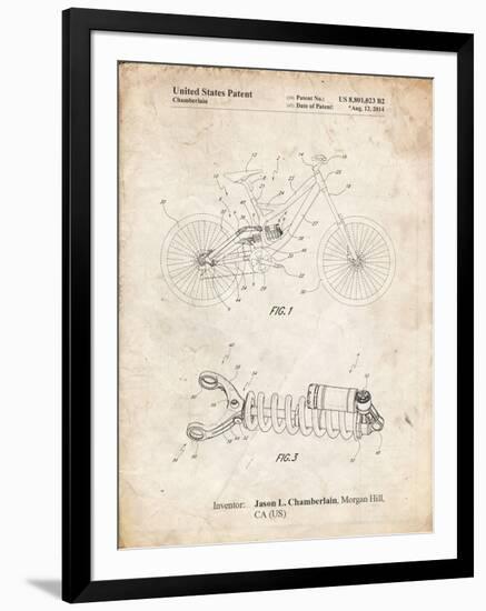 PP735-Vintage Parchment Bicycle Shock Art-Cole Borders-Framed Giclee Print