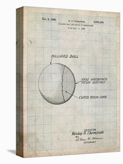 PP736-Antique Grid Parchment Billiard Ball Patent Poster-Cole Borders-Stretched Canvas