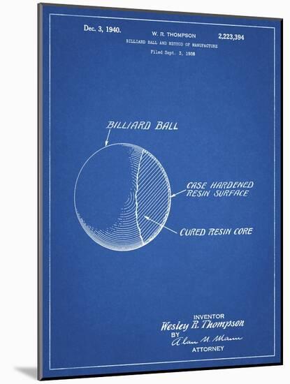 PP736-Blueprint Billiard Ball Patent Poster-Cole Borders-Mounted Giclee Print