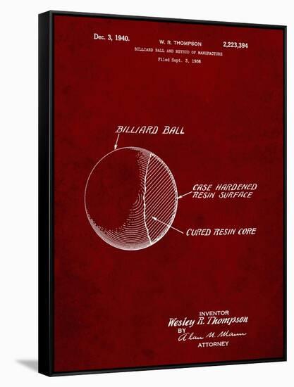 PP736-Burgundy Billiard Ball Patent Poster-Cole Borders-Framed Stretched Canvas