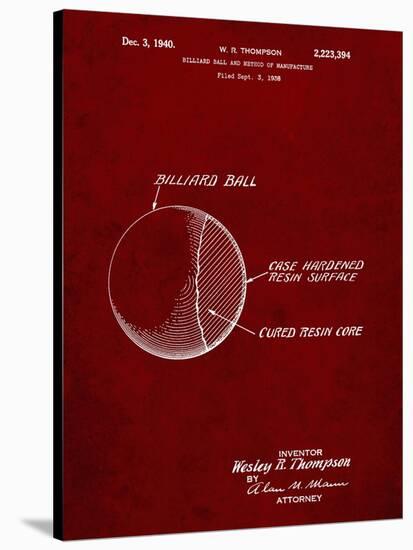 PP736-Burgundy Billiard Ball Patent Poster-Cole Borders-Stretched Canvas