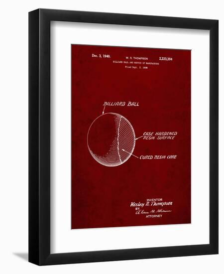 PP736-Burgundy Billiard Ball Patent Poster-Cole Borders-Framed Premium Giclee Print