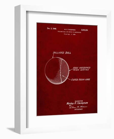 PP736-Burgundy Billiard Ball Patent Poster-Cole Borders-Framed Premium Giclee Print