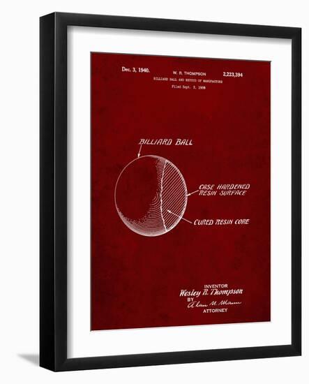 PP736-Burgundy Billiard Ball Patent Poster-Cole Borders-Framed Giclee Print