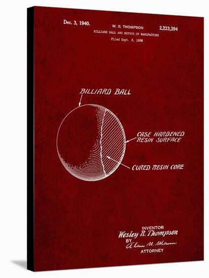 PP736-Burgundy Billiard Ball Patent Poster-Cole Borders-Stretched Canvas