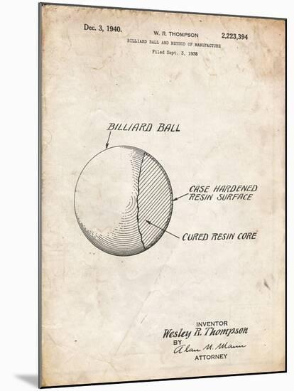 PP736-Vintage Parchment Billiard Ball Patent Poster-Cole Borders-Mounted Giclee Print