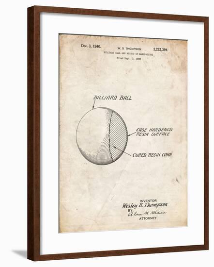 PP736-Vintage Parchment Billiard Ball Patent Poster-Cole Borders-Framed Giclee Print