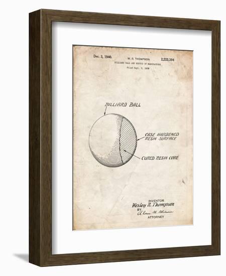 PP736-Vintage Parchment Billiard Ball Patent Poster-Cole Borders-Framed Giclee Print