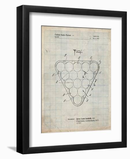 PP737-Antique Grid Parchment Billiard Ball Rack Patent Poster-Cole Borders-Framed Giclee Print