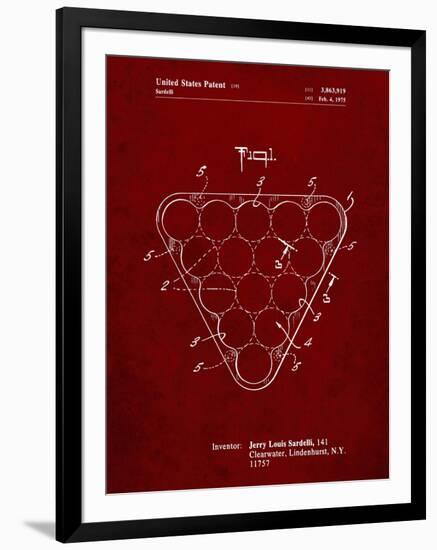 PP737-Burgundy Billiard Ball Rack Patent Poster-Cole Borders-Framed Giclee Print