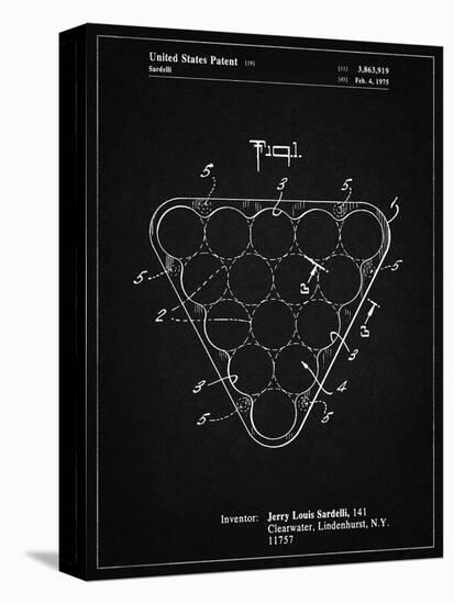 PP737-Vintage Black Billiard Ball Rack Patent Poster-Cole Borders-Stretched Canvas