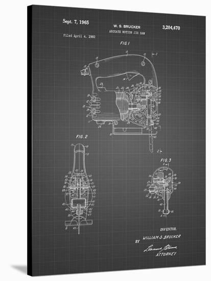 PP739-Black Grid Black & Decker Jigsaw Patent Poster-Cole Borders-Stretched Canvas