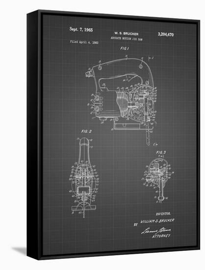 PP739-Black Grid Black & Decker Jigsaw Patent Poster-Cole Borders-Framed Stretched Canvas