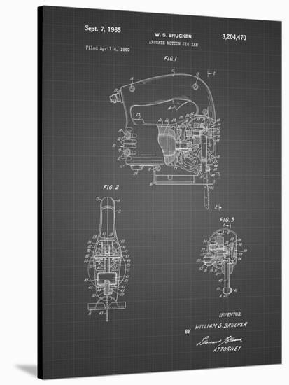 PP739-Black Grid Black & Decker Jigsaw Patent Poster-Cole Borders-Stretched Canvas