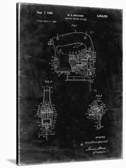 PP739-Black Grunge Black & Decker Jigsaw Patent Poster-Cole Borders-Stretched Canvas