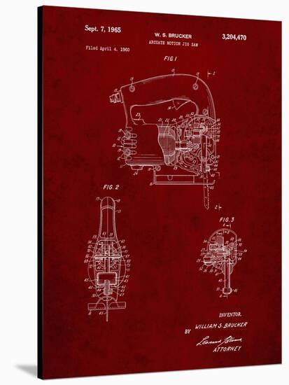 PP739-Burgundy Black & Decker Jigsaw Patent Poster-Cole Borders-Stretched Canvas