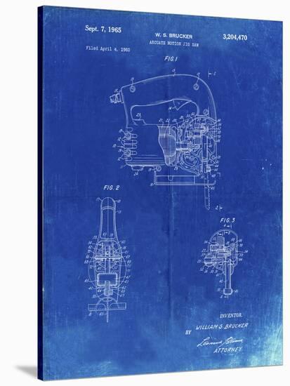 PP739-Faded Blueprint Black & Decker Jigsaw Patent Poster-Cole Borders-Stretched Canvas