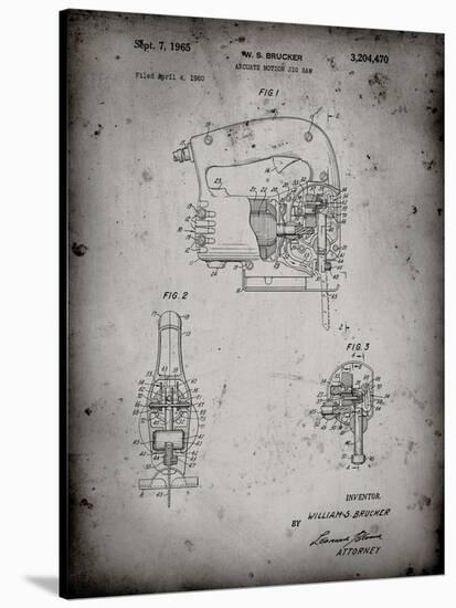 PP739-Faded Grey Black & Decker Jigsaw Patent Poster-Cole Borders-Stretched Canvas