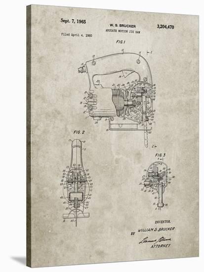 PP739-Sandstone Black & Decker Jigsaw Patent Poster-Cole Borders-Stretched Canvas