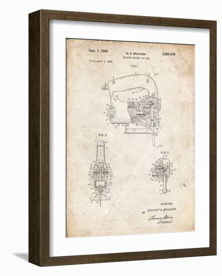 PP739-Vintage Parchment Black & Decker Jigsaw Patent Poster-Cole Borders-Framed Giclee Print