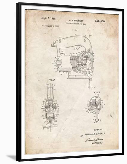 PP739-Vintage Parchment Black & Decker Jigsaw Patent Poster-Cole Borders-Framed Premium Giclee Print