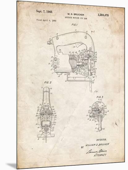PP739-Vintage Parchment Black & Decker Jigsaw Patent Poster-Cole Borders-Mounted Premium Giclee Print
