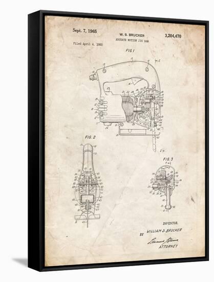 PP739-Vintage Parchment Black & Decker Jigsaw Patent Poster-Cole Borders-Framed Stretched Canvas