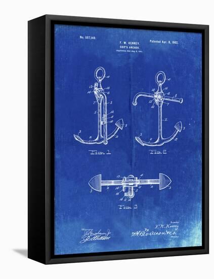 PP745-Faded Blueprint Boat Anchor Patent Poster-Cole Borders-Framed Stretched Canvas