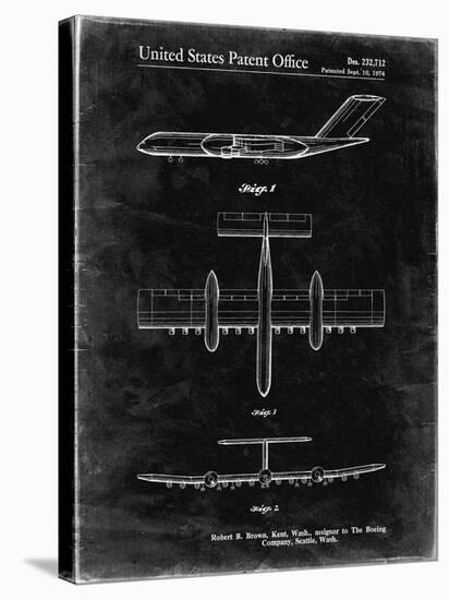 PP749-Black Grunge Boeing RC-1 Airplane Concept Patent Poster-Cole Borders-Stretched Canvas