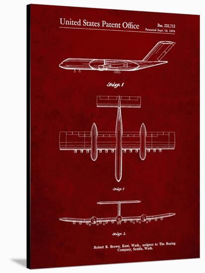 PP749-Burgundy Boeing RC-1 Airplane Concept Patent Poster-Cole Borders-Stretched Canvas