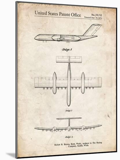 PP749-Vintage Parchment Boeing RC-1 Airplane Concept Patent Poster-Cole Borders-Mounted Giclee Print