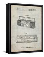 PP752-Antique Grid Parchment Boom Box Patent Poster-Cole Borders-Framed Stretched Canvas