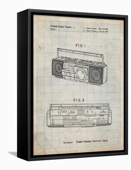 PP752-Antique Grid Parchment Boom Box Patent Poster-Cole Borders-Framed Stretched Canvas