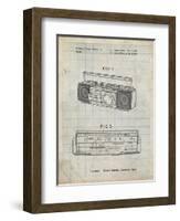 PP752-Antique Grid Parchment Boom Box Patent Poster-Cole Borders-Framed Giclee Print